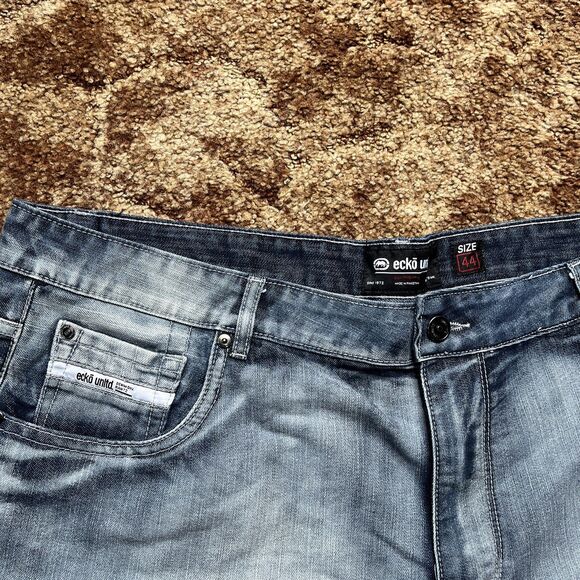 Vintage Y2K ECKO UNLTD Baggy Embroidered Denim Jean Shorts Jorts Men’s Size 44 - Picture 3 of 8